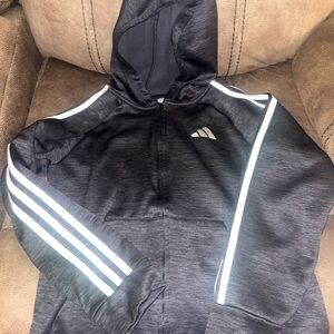 adidas Kids Dark Gray Hoodie with White Stripes
